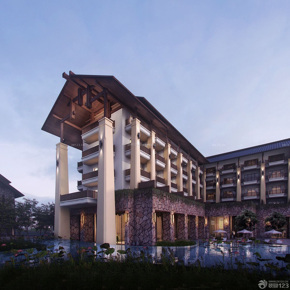 经典度假酒店外观设计效果图赏析